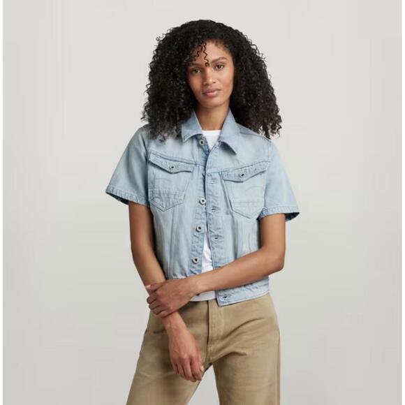 Jackets & Blazers - NWT G-Star RAW Arc Short Sleeve Denim Jacket Women’s XS Vintage Electric Blue